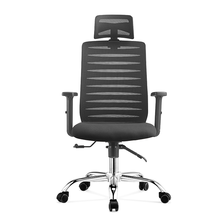 ANGEL-H Swivel Chair with Black Fabric Seat & Black Mesh High Back adjust Arms with 350mm alum base