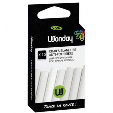 WONDAY Chalk White 10pcs Dustless FEC650002