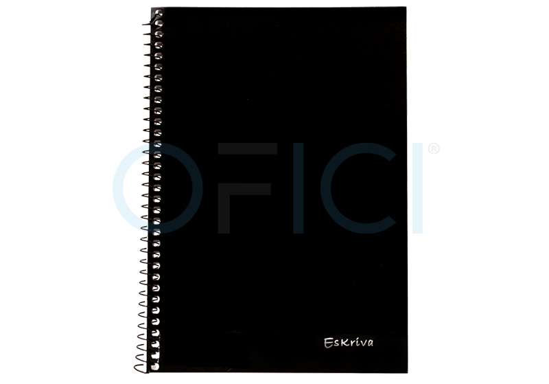 ESKRIVA Note Book A5 Ruled Side Spiral BLACK x 160pgs A5SSBK100