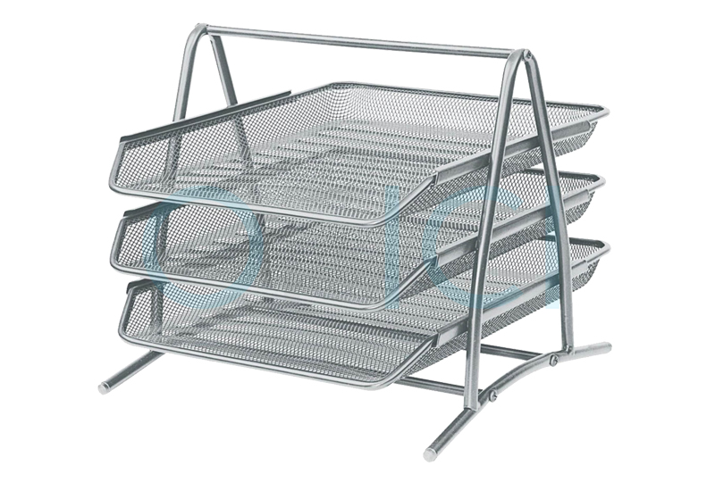 Document Tray 3 Tier Wire Mesh SILVER 22514