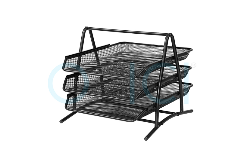 Document Tray 3 Tier Wire Mesh BLACK EK22513