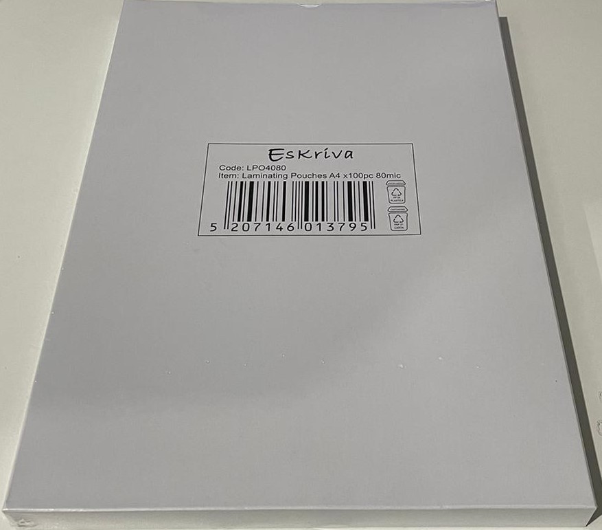 Laminating Pouches A4 x100pc 80mic LPO4080
