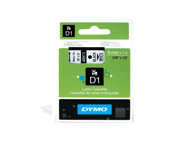 Dymo Tape 9mm x 7m Black on White 40913