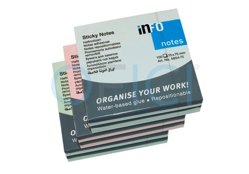 [565420] Sticky notes 75x75mm x100sh (Pastel Colours) 5654-20