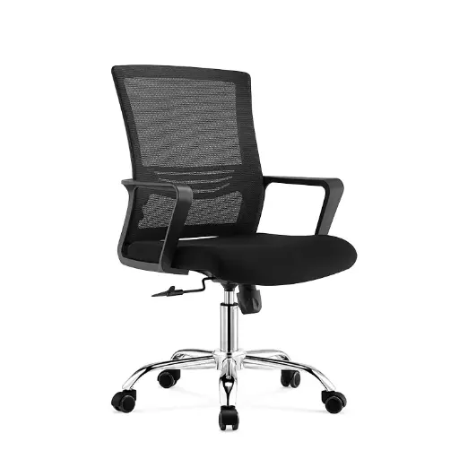 [EMMA-M] Emma-M Swivel Chair 320mm chrome metal base with BIFMA passed 50mm nylon PU castors 