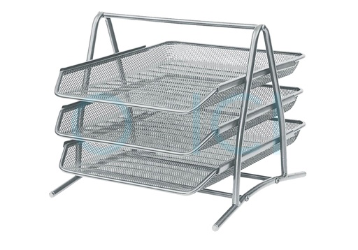 [EK22514] Document Tray 3 Tier Wire Mesh SILVER 22514