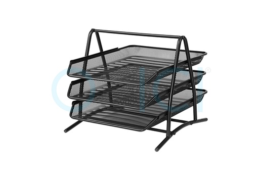 [EK22513] Document Tray 3 Tier Wire Mesh BLACK EK22513