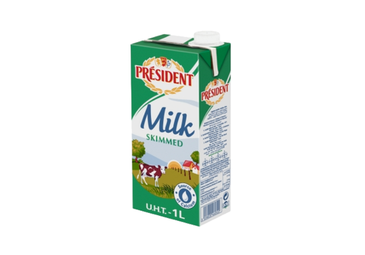 [HK00049] PRESIDENT Milk UHT Skimmed 0.5% x 1Ltr