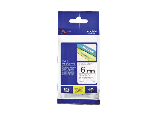 [BRO111] Brother Tape P-Touch 6mm Black on Transparent TZ2111