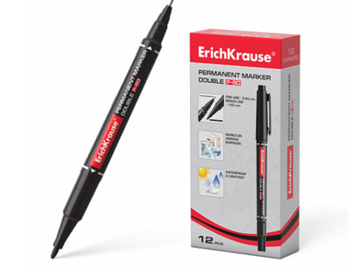 [48183] ERICH KRAUSE Double-sided permanent marker Dual Tip P-80 Black 48183